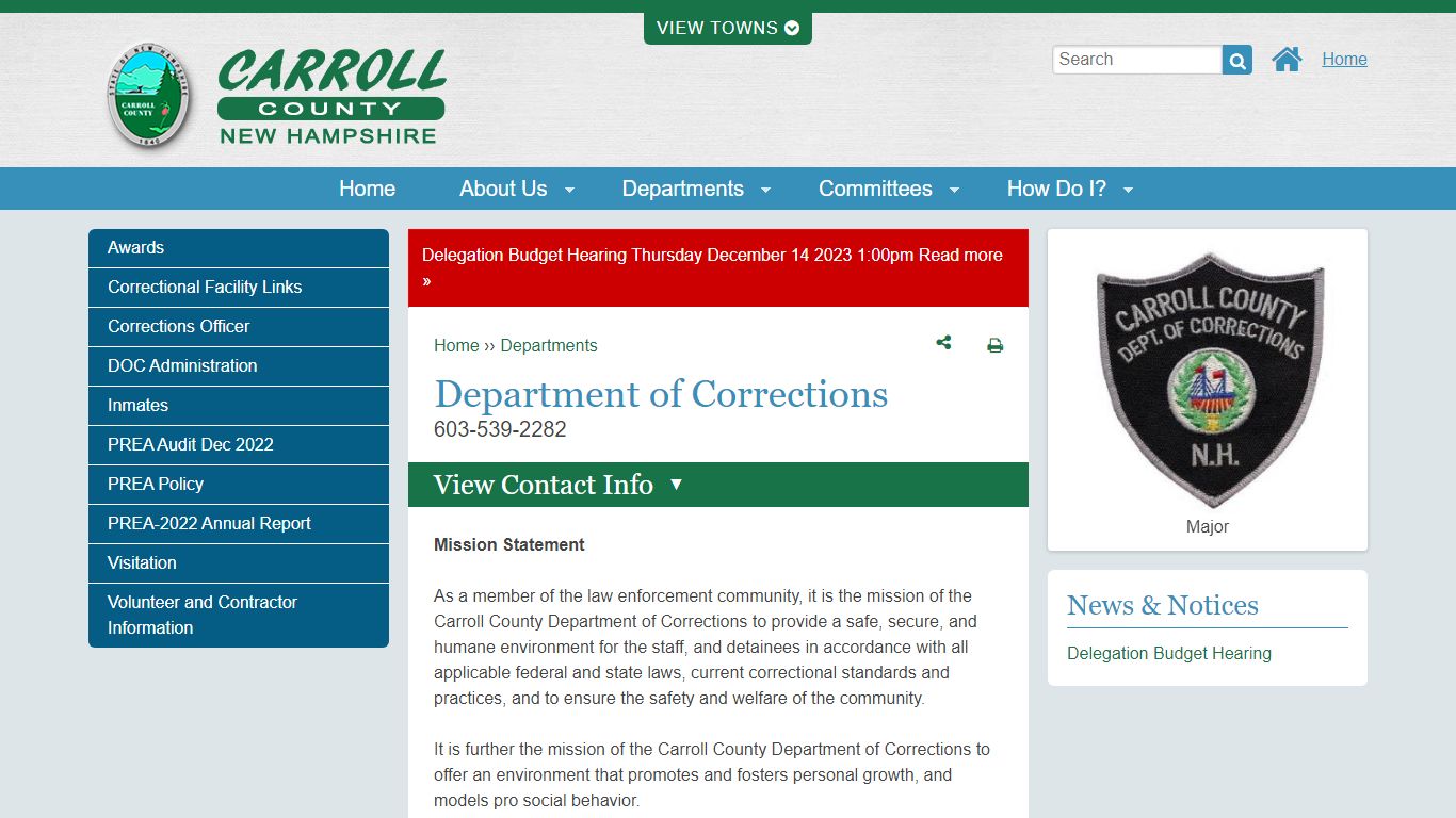 Department of Corrections | Carroll County NH